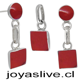  Conjunto plata chilena 950, Cuadrado Jaspe 