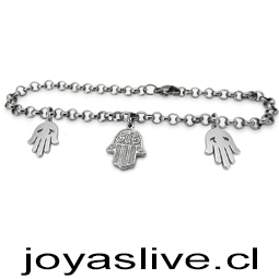 Pulsera acero quirúrgico, . Cadena rolón, dijes varios