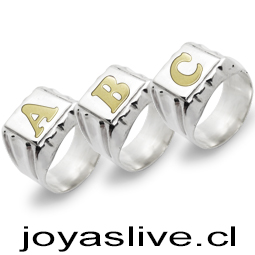  Anillo de plata chilena 950 Sello Letras de la A a la Z (medidas de la 10 a 28) (an86)