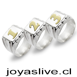 Anillo de plata chilena 950 Sello Números (medidas de la 10 a 28) (an88)