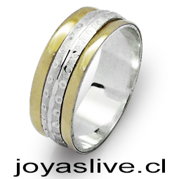 Anillo de Plata Chilena 950 con Oro 14kl. con Goldfield (medida 28)