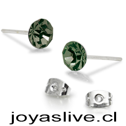 Aros Plata chilena 950 Cristal tornasol Verde 