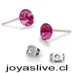 Aros de Plata chilena 950 Cristal Tornasol rojo 