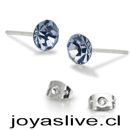 Aros de Plata chilena 950 Cristal tornasol Celeste 