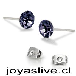 Aros de Plata chilena 950 Cristal tornasol Morado 