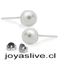  Aros de plata chilena 950, perlas blancas