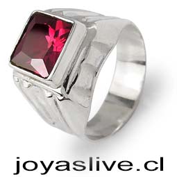 Anillo de plata chilena 950, Sello Cristal Fino.(an110)