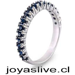 Anillo plata chilena 950, Cristales Swarovski Azul.