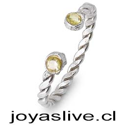 Anillo de Plata chilena 950 Entrelazado con Punto de Luz Ajustable Amarillo