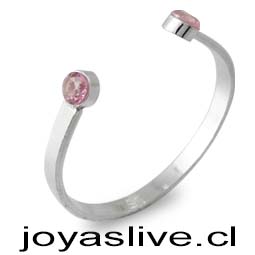 Anillo de Plata chilena 950 con Puntos de Luz Ajustable Rosado Claro