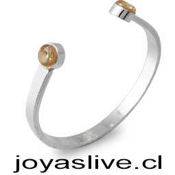 Anillo de Plata chilena 950 con Puntos de Luz Ajustable Café Claro