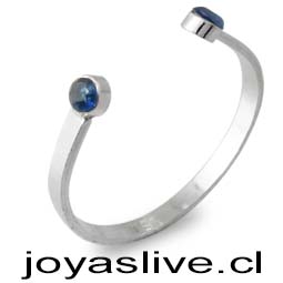  Anillo de Plata chilena 950 con Puntos de Luz Ajustable Azul