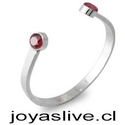 Anillo de Plata chilena 950 con Puntos de Luz Ajustable Rojo