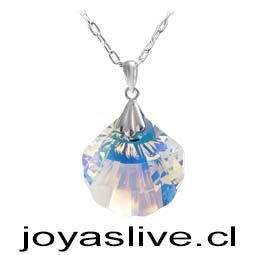 Collar Cristal fino Ostra Tornasol con Cadena Plata chilena 950