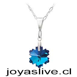 Collar Cristal fino Tornasol Celeste con plata chilena 950