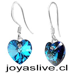 Aros de Plata chilena 950 Swarovski Corazón