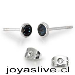 Aros de Plata chilena 950 Swarovski Tornasol Azul