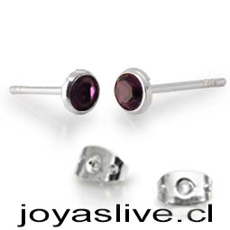 Aros de Plata chilena 950 Swarovski Tornasol Rojo