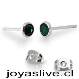 Aros de Plata chilena 950 Swarovski Tornasol Verde