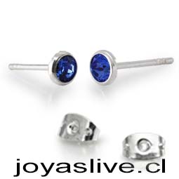Aros de Plata chilena 950 Swarovski Tornasol Celeste