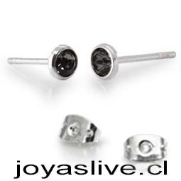 Aros de Plata chilena 950 Swarovski Tornasol Negro Espejo