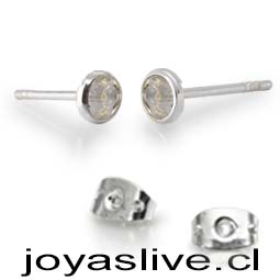 Aros de Plata chilena 950 Swarovski Tornasol Blanco