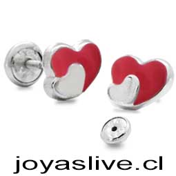 OFERTA  Aros de Plata chilena 950 Corazones(sin cambio ni devolución)