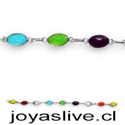 Pulsera plata chilena 950, Piedras Varias 