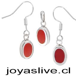 Conjunto de plata chilena 950, Ovalo Jaspe.