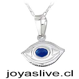 Collar de plata chilena 950, Ojos Azules