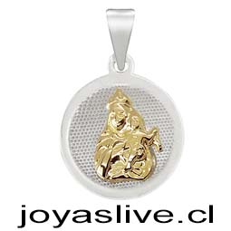 Dije plata chilena 950, Virgen María con niño Jesús