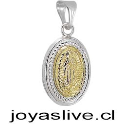 Dije de plata chilena 950, Virgen María Oro 18kl