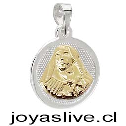Dijes de plata chilena 950, Santa Teresa de Los Andes Oro 18kl