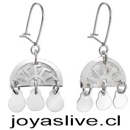 Aros de plata chilena 950, Mapuche Chaguay