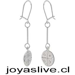 Aros de plata chilena 950, Colgantes Mapuche kultrún , Base Convexa