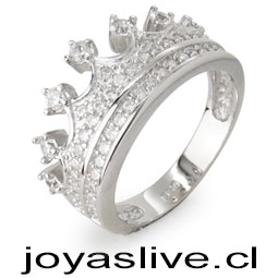 Anillo de Plata chilena 950 Corona con Swarovski ( Medida 16)