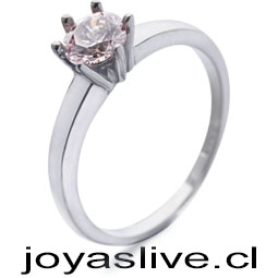 Anillo de Plata chilena 950 Solitario con Cristal Swarovski ( Medida 18)