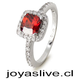 Anillo de Plata chilena 950 con Cristal Swarovski ( Ofrecer en Color Rojo o Azul) (medida 12)