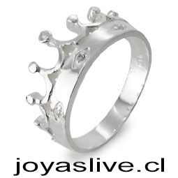 Anillo de Plata chilena 950 Corona con Cristal Swarovski (medida 18)
