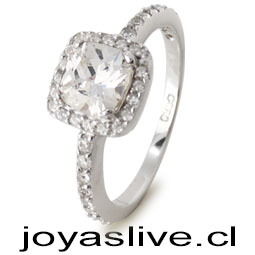 Anillo de Plata chilena 950 con Cristal Swarovski Transparente (medida 14)