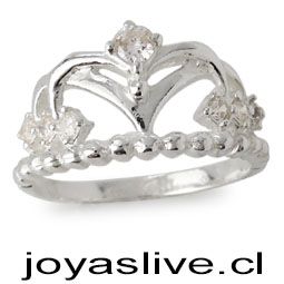 Anillo de Plata chilena 950 Corona con Cristal Swarovski (medida 14)