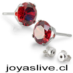  Aros de Plata italiana 925 Swarovski Rojo