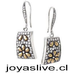 OFERTA  Aros de Plata chilena 950 con Oro 18Kl. y Swarovski Flores (Precio socia)(sin cambio ni devolución)