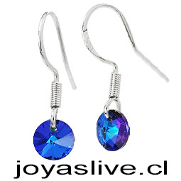 Aros de Plata chilena 950 con Swarovski Azul