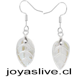 Aros de Plata chilena 950 con Cristal Fino Hojas Transparentes