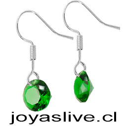 Aros de Plata chilena 950 con Swarovski Verde