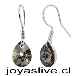 Aros de Plata chilena 950 con Swarovski Negras