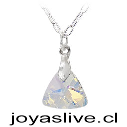 Collar de Plata chilena 950 con Triángulo Swarovski Tornasol (co33)