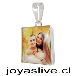 Dije Base de Plata chilena 950 Resina Fotográfica Cuadrada Grande 2,4cm. Personaliza tu dije. (Precio Socia)