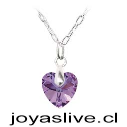 Collar de plata chilena 950 con Swarovski Morado Tornasol 